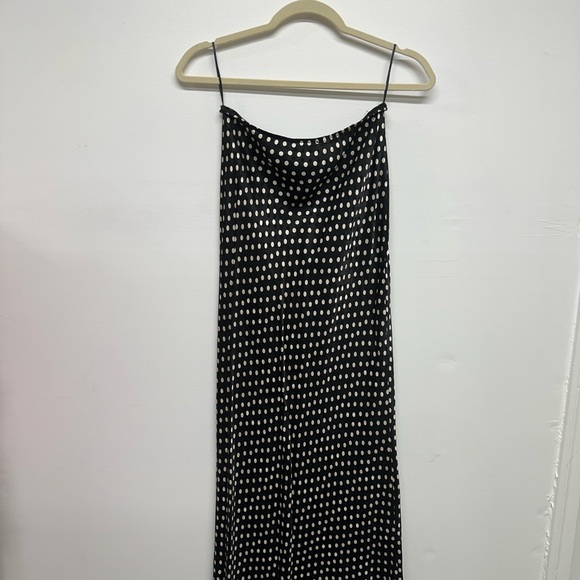 Topshop satin jacquard bias maxi skirt and top in mono polka dot - SET - Picture 11 of 16